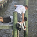 UF deploying a wave gage prior to Hurricane helene