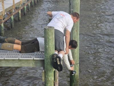 UF deploying a wave gage prior to Hurricane helene