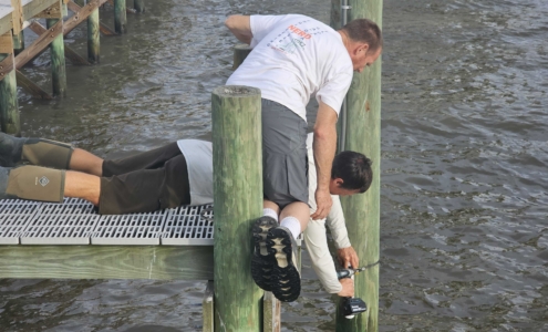 UF deploying a wave gage prior to Hurricane helene