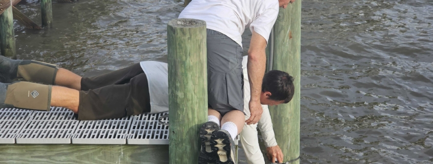 UF deploying a wave gage prior to Hurricane helene